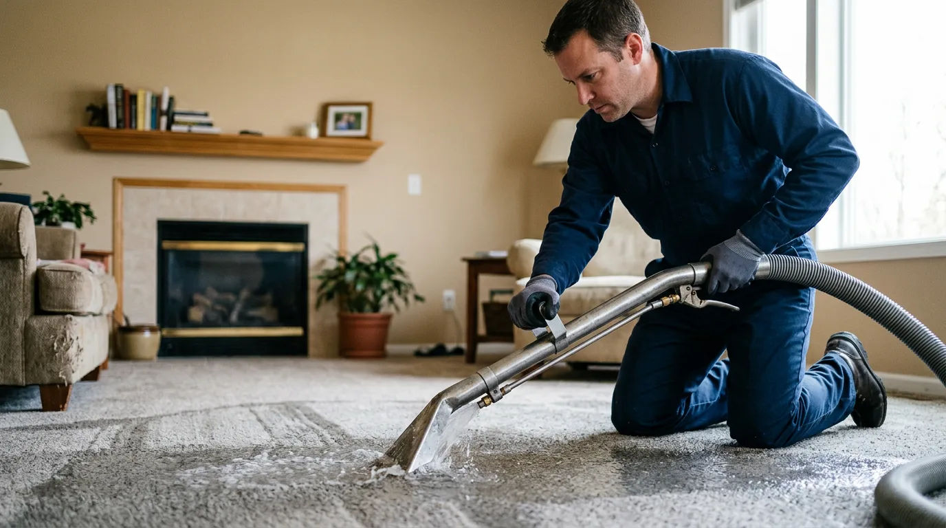Water damage restoration technician working near Lewistown, OH